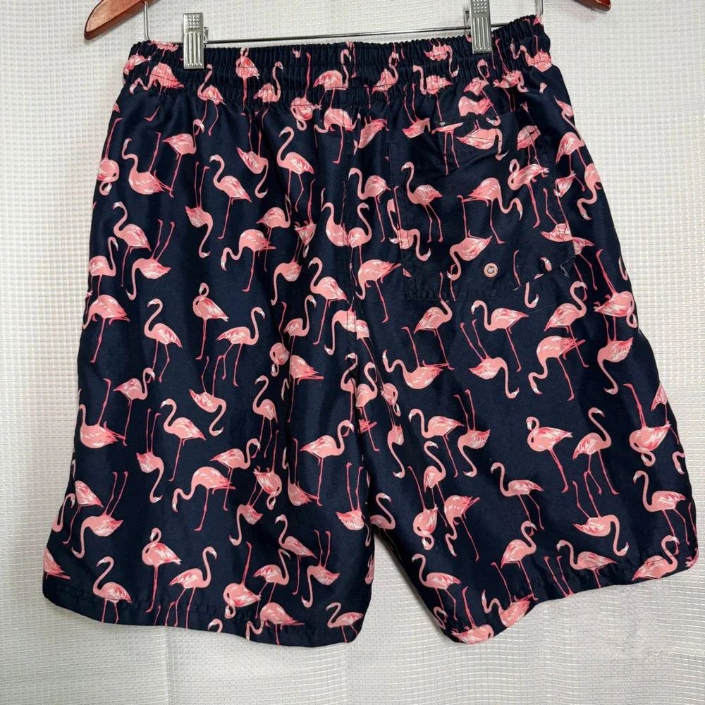 Old Navy Swim Trunks Medium Navy Blue Flamingo Print Board‎ Shorts